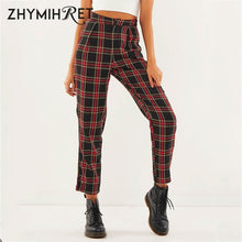 Load image into Gallery viewer, Cotton Straight Plaid Trousers