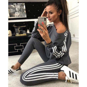 2Pcs Ladies Crop Top Tracksuit