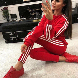 2Pcs Ladies Crop Top Tracksuit