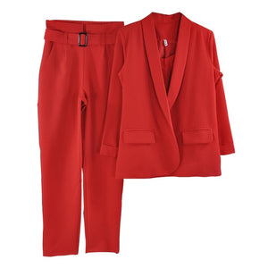 Solid 3 Piece Pants Suit