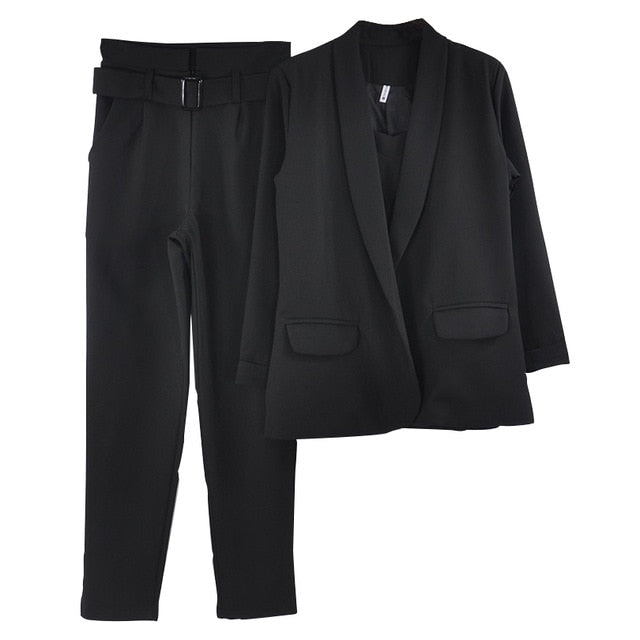 Solid 3 Piece Pants Suit