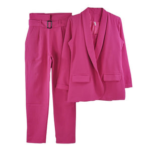 Solid 3 Piece Pants Suit