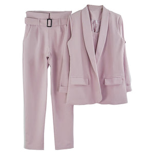 Solid 3 Piece Pants Suit