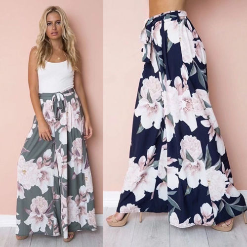 Floral Print High Waist  Flare Trousers