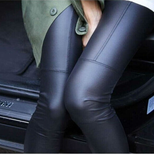 Faux Leather Sexy Black Leggings