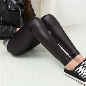 Faux Leather Sexy Black Leggings