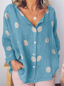 Boho V Neck Dot Blouse