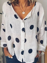 Load image into Gallery viewer, Boho V Neck Dot Blouse