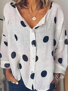 Boho V Neck Dot Blouse