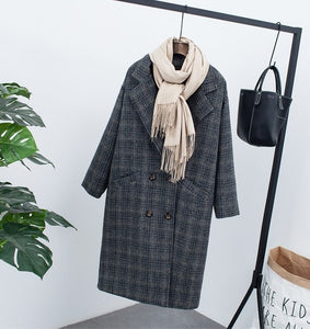 Checkered Woolen Overcoat