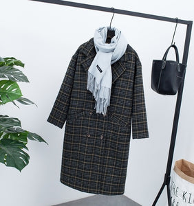 Checkered Woolen Overcoat