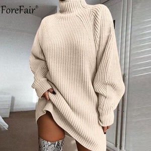 Turtleneck Long Sleeve Sweater Dress W\