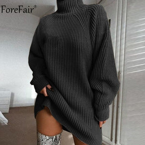 Turtleneck Long Sleeve Sweater Dress W\