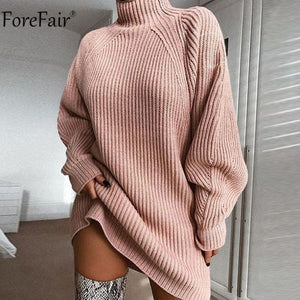 Turtleneck Long Sleeve Sweater Dress W\