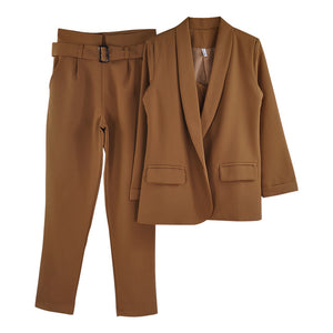 Solid 3 Piece Pants Suit