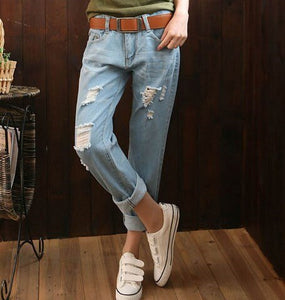 Boyfriend Ankle Length Ripped Jeans