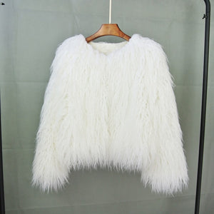 Boho Chic Faux Mink Fur Bomber Jacket