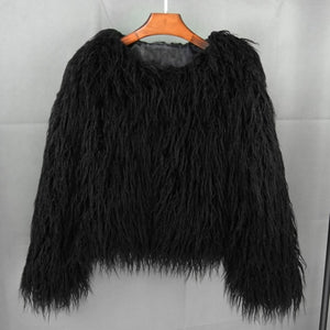 Boho Chic Faux Mink Fur Bomber Jacket