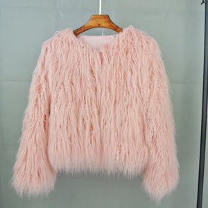 Boho Chic Faux Mink Fur Bomber Jacket