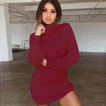 Load image into Gallery viewer, Turtleneck Long Sleeve Mini Dress