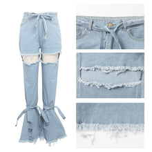 Load image into Gallery viewer, Patchwork Ripped Flared Jeans