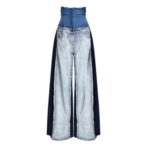 High Waist Patchwork Denim Jeans