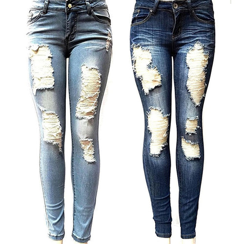 Super Distressed Skinny Boyfried Jeans