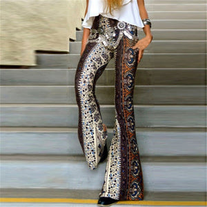 Boho Hippie High Waist Bell Bottom Pants